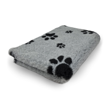 Vet Bed Hundedecke grau mit schwarzen Pfoten 150 x 100 cm