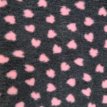 Preview: Vet Bed anthrazit mit rosa Herzen 150 x 100 cm