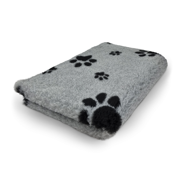 Vet Bed Hundedecke grau mit schwarzen Pfoten 150 x 100 cm
