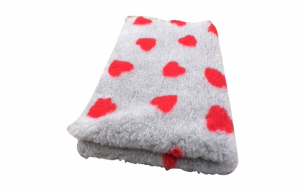 Vet Bed grau mit großen roten Herzen