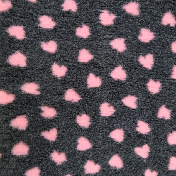 Vet Bed anthrazit mit rosa Herzen 150 x 100 cm