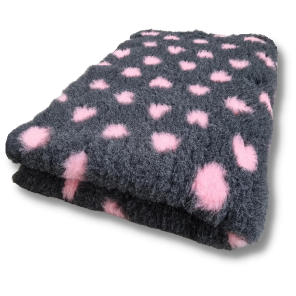Vet Bed anthrazit mit rosa Herzen 150 x 100 cm